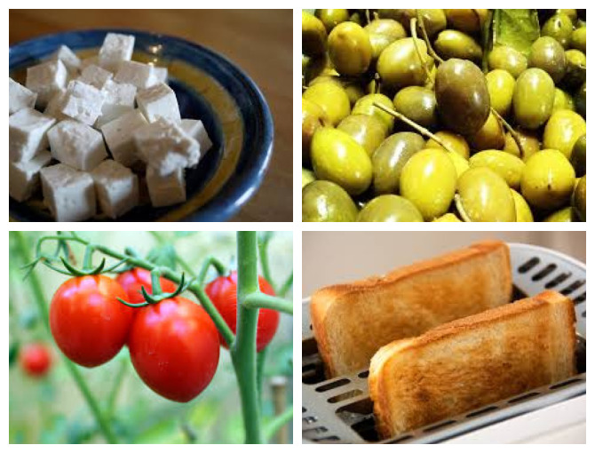 FETA AL FORNO CON POMODORINI, OLIVE E PANE TOSTATO