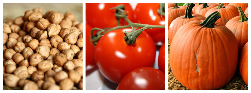 CECI CROCCANTI E POMODORO FRESCO SU CREMA DI ZUCCA SPEZIALE