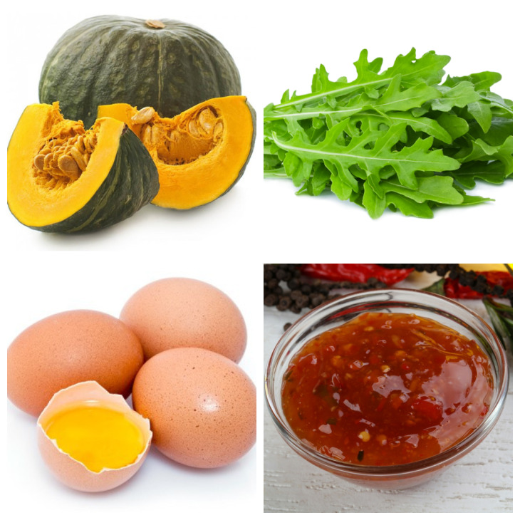 INSALATA TARDO-AUTUNNALE: ZUCCA, RUCOLA, UOVA E SALSA AGRO-PICCANTE